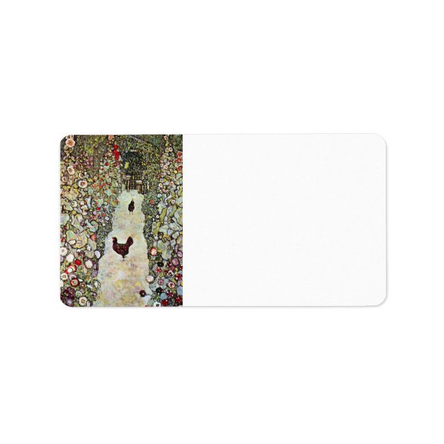Gartenweg mit Hühnern von Gustav Klimt Adressaufkleber (Vorne)