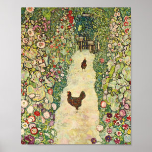 Gartenweg mit Hühnern von Gustav Klimt Poster