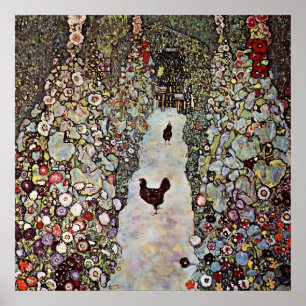 Gartenweg, Rooster & Chickens von Gustav Klimt Poster