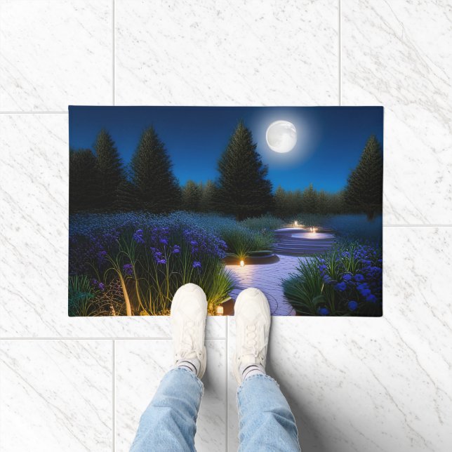 Gartenweg unter Vollmond Fußmatte (Indoor)