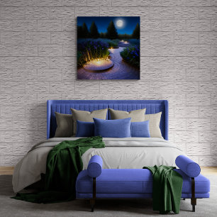 Gartenweg unter Vollmond Poster