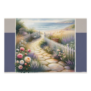 Gartenweg zum Meer im Cottage-Stil Poster