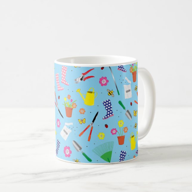 Gartenwerkzeuge Cartoon Gardener Kaffeetasse (VorderseiteRechts)