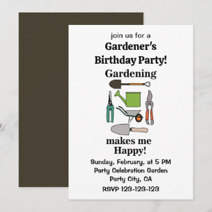 Gartenwerkzeuge Garten Gärtner Geburtstagsfeier Einladung