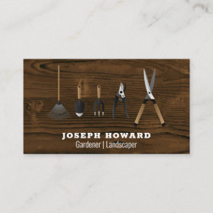 Gartenwerkzeuge   Holzbretttisch Visitenkarte