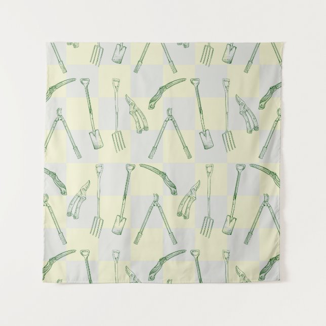 Gartenwerkzeuge Muster Wandteppich (Vorderseite)