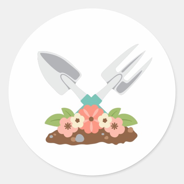 Gartenwerkzeuge Runder Aufkleber (Vorderseite)