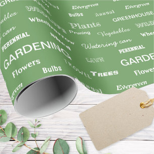 Gartenwörter Gartenliebhaber Moderne grüne Geschen Geschenkpapier