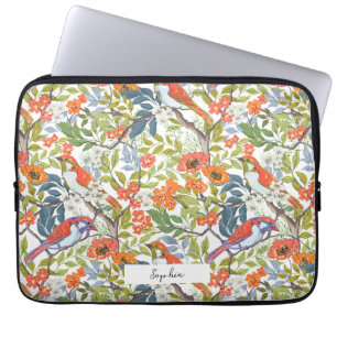 Gartenzweige mit Blume Blätter und Vögeln Laptopschutzhülle