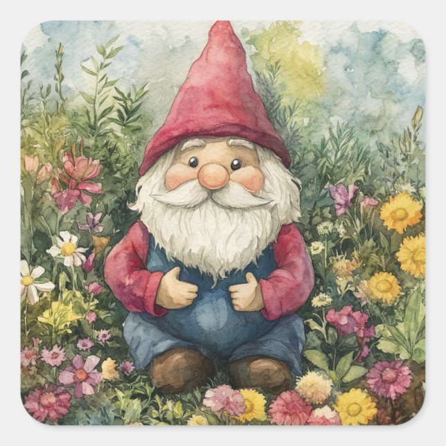 Gartenzwerg Quadratischer Aufkleber (Vorderseite)