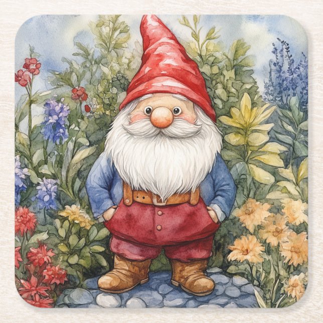 Gartenzwerg Rechteckiger Pappuntersetzer (Vorderseite)