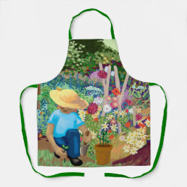 Gärtner im Blumengarten All-Over Print Schürze