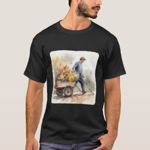 Gärtner mit einem Rollstuhl aus Blume, Gartenbau P T-Shirt