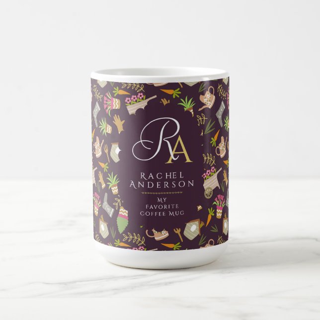 Gärtner Monogramm Braun Kaffeetasse (Mittel)