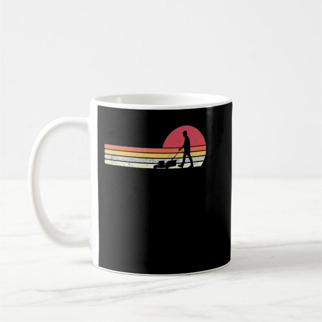 Gärtner, Rasenmäher, Retro-Bodenhalter Kaffeetasse (Links)