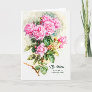 Gärtner Thema Vintage Blumenrosa Rosen Geburtstag Karte