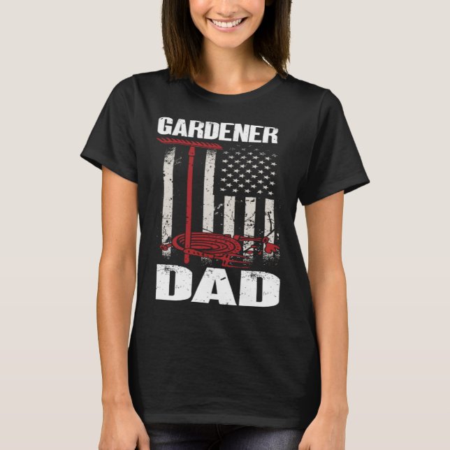 Gärtner-Vater  Us-Flagge Gärtner Gartenarbeit T-Shirt (Vorderseite)