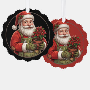 Gärtner Weihnachtsmann Poinsettie Weihnachtsbaumsc Ornament Karte