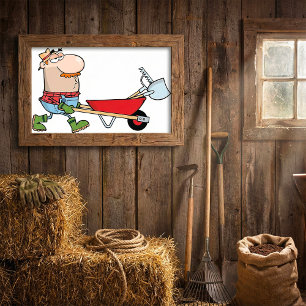 Gärtnerin und eine Schubkarre Poster