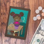 Gärtnerische American Girl Wallet Tri-fold Geldbeutel<br><div class="desc">Eine niedliche Kindertasche mit einem glücklichen afroamerikanischen Mädchen,  das ihr Saatgut ansieht. Personalisieren Sie es mit einem Namen. Das ist ein großartiges Geschenk für Kinder,  um ihnen beizubringen,  ihr Geld zu verwalten. © ArianeC Illustrations-Alle Rechte vorbehalten</div>
