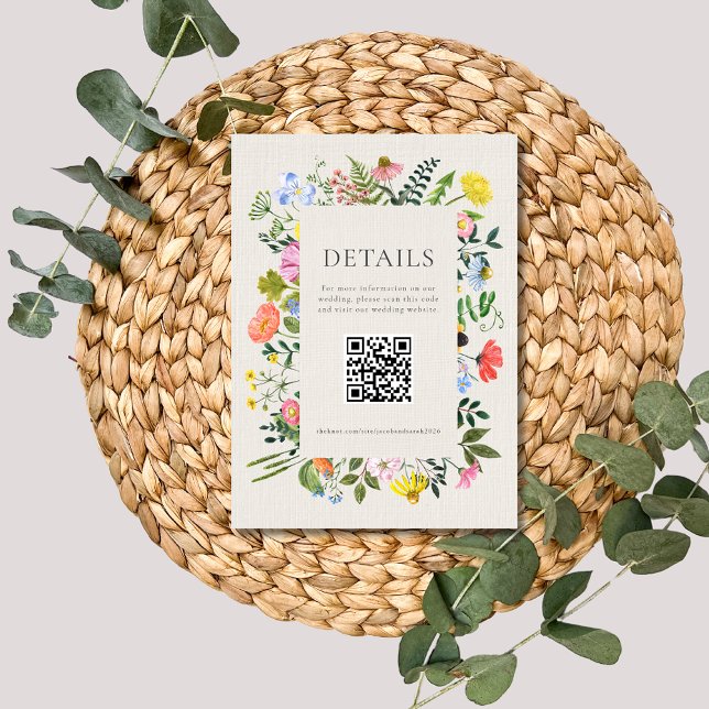 Gärtnerische Wildblume QR-Kodex Hochzeit Begleitkarte (Garden's Bloom Wildflower QR Code Wedding Enclosure Card)