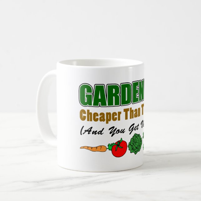 Gärtnern billiger als Therapie Funny Mug Kaffeetasse (Vorderseite Links)