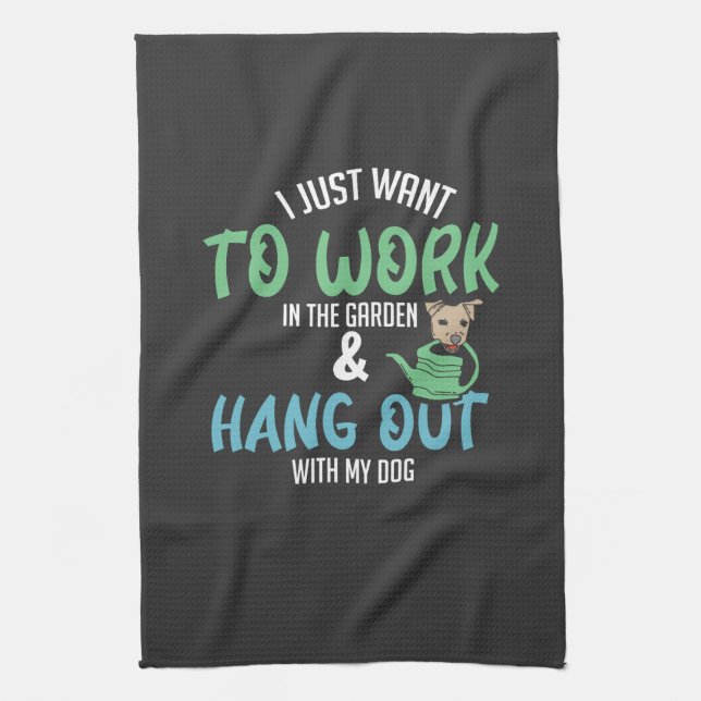 Gärtnern - Gärtnern und Hund Geschirrtuch (Vertikal)