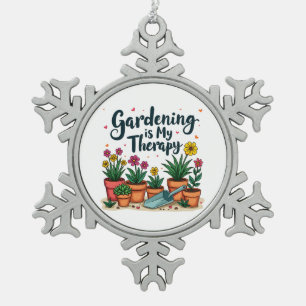 Gärtnern ist meine therapeutische Gärtnergärtnerei Schneeflocken Zinn-Ornament