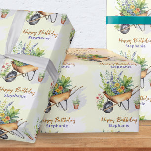 Gärtnern Themed Happy Geburtstag Personalisiert Geschenkpapier