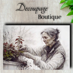 Gärtnerportrait Découpage Seidenpapier