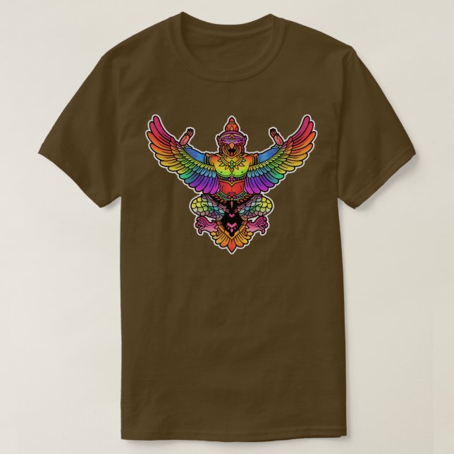 Garuda God Flügel Regenbogenhaube T-Shirt (Design vorne)