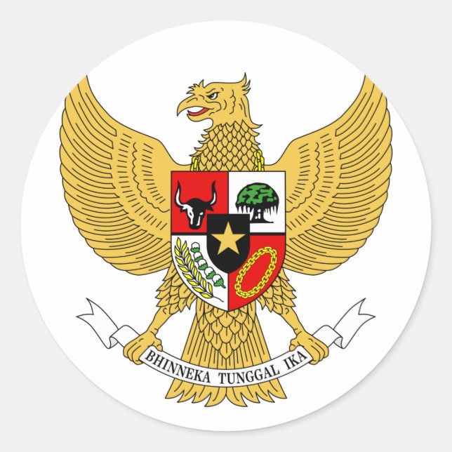 Garuda Pancasila, Arms Indonesia, Indonesien Runder Aufkleber (Vorderseite)