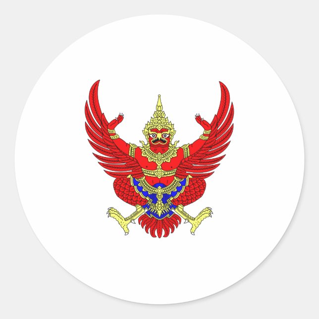 Garuda Thailand offizielles Wappen Wappenkunde Runder Aufkleber (Vorderseite)