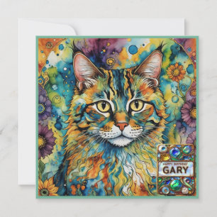 GARY ~ Birthday Card ~ Cat Multicolors ~