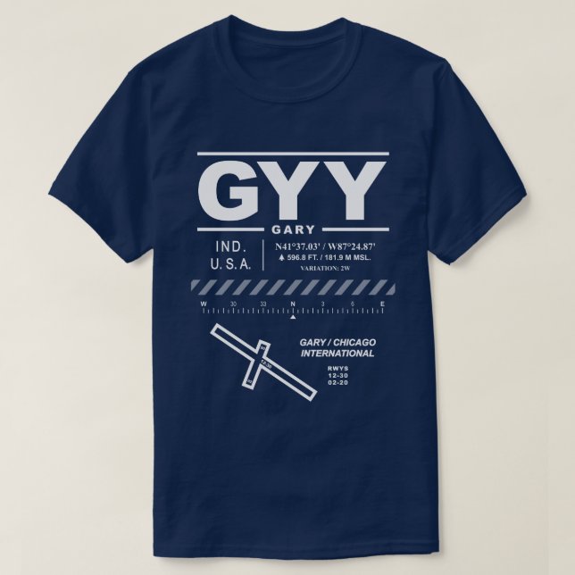 Gary/Chicago International Airport GYY T - Shirt (Design vorne)