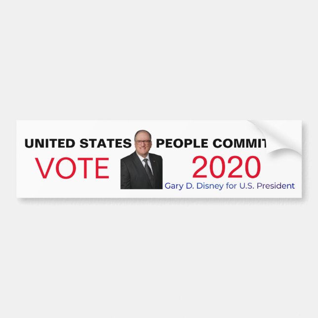 Gary D. Disney für Präsident 2020 Autoaufkleber (Vorne)