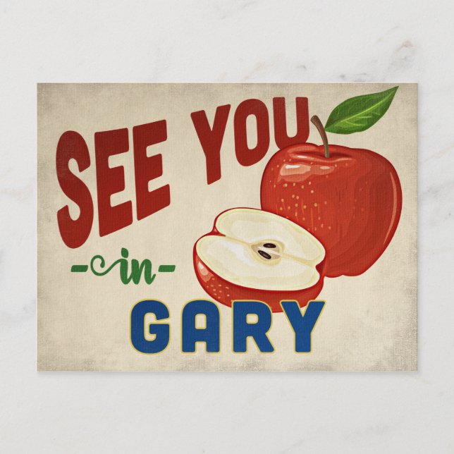 Gary Indiana Apple - Vintage Travel Postkarte (Vorderseite)