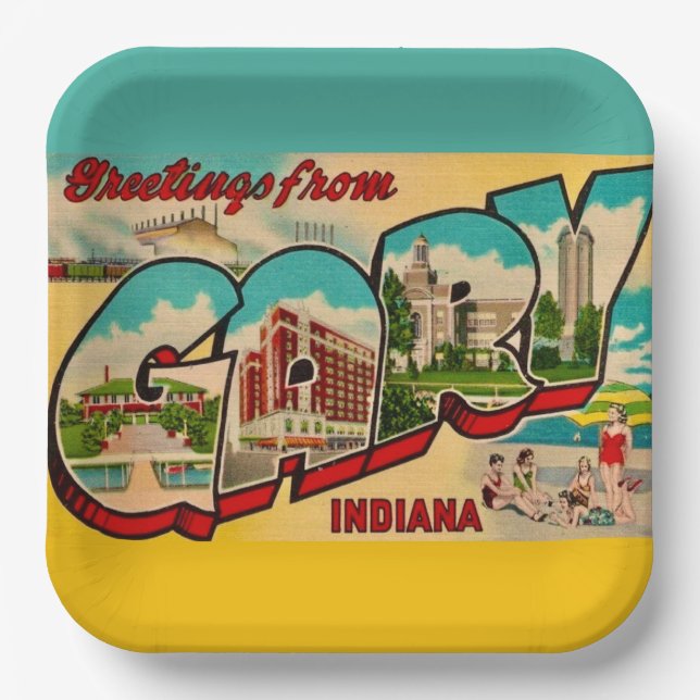 Gary Indiana Grußpostkarte Pappteller (Vorderseite)