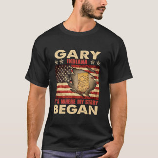 Gary Indiana USA Flag 4. Juli Langschläfer T Sh T-Shirt