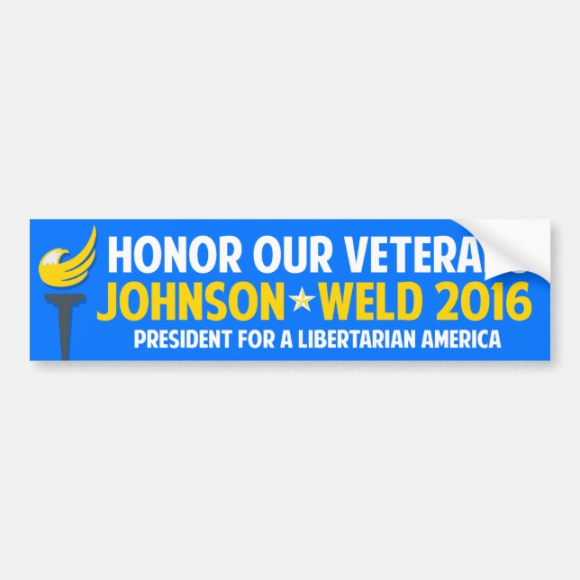 Gary Johnson 2016 Libertarian Bill Weld Veterans Autoaufkleber (Vorne)