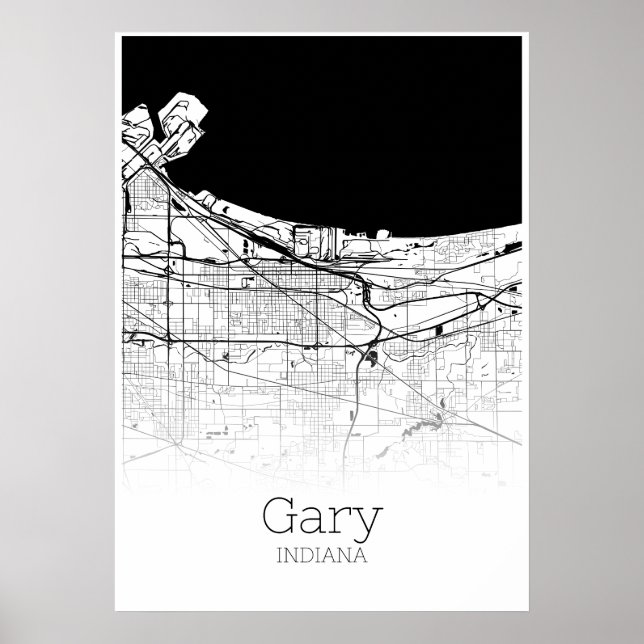 Gary Map - Indiana - City Map Poster (Vorne)