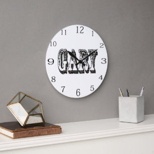 "Gary's Name in a Dimensional Karo" Große Wanduhr