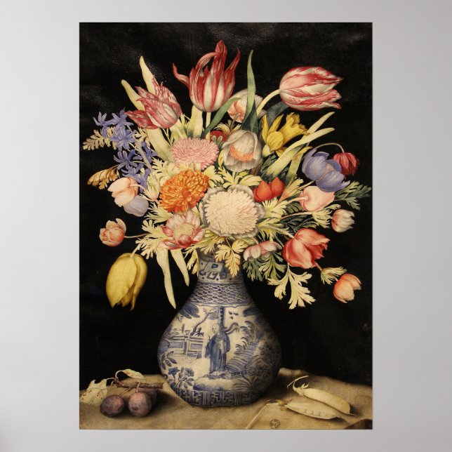 Garzoni - Chinesische Vase, Tulpen, Blume, Pflaume Poster (Vorne)
