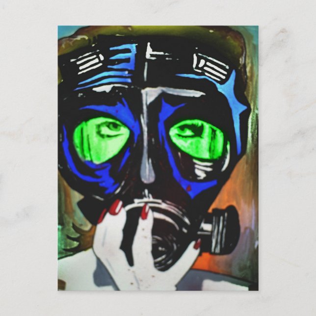 'Gas Mask Girl 2012' Postkarte (Vorderseite)