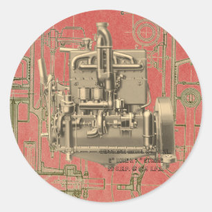 Gas-Motor K Wisconsin-BewegungsMilwaukee Wisconsin Runder Aufkleber