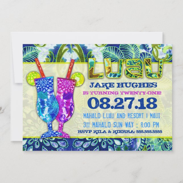 GASCHROMATOGRAPHIE hawaiische Cocktail-königliches Einladung (Vorderseite)