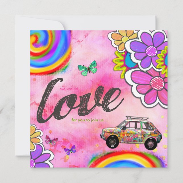 GASCHROMATOGRAPHIE | Hippy gefärbte Krawatte laden Einladung (Vorderseite)