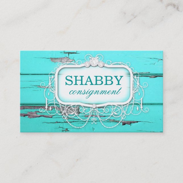 GASCHROMATOGRAPHIE schäbiges Vintages Aqua-Holz Visitenkarte (Vorderseite)