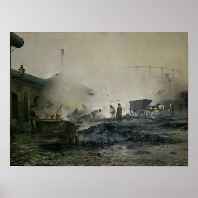 Gasfabrik in Courcelles, 1884 Poster (Vorne)