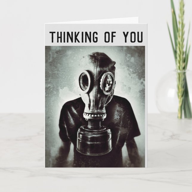 GASMASK DENKEN SIE AN GREETING CARDS KARTE (Vorderseite)